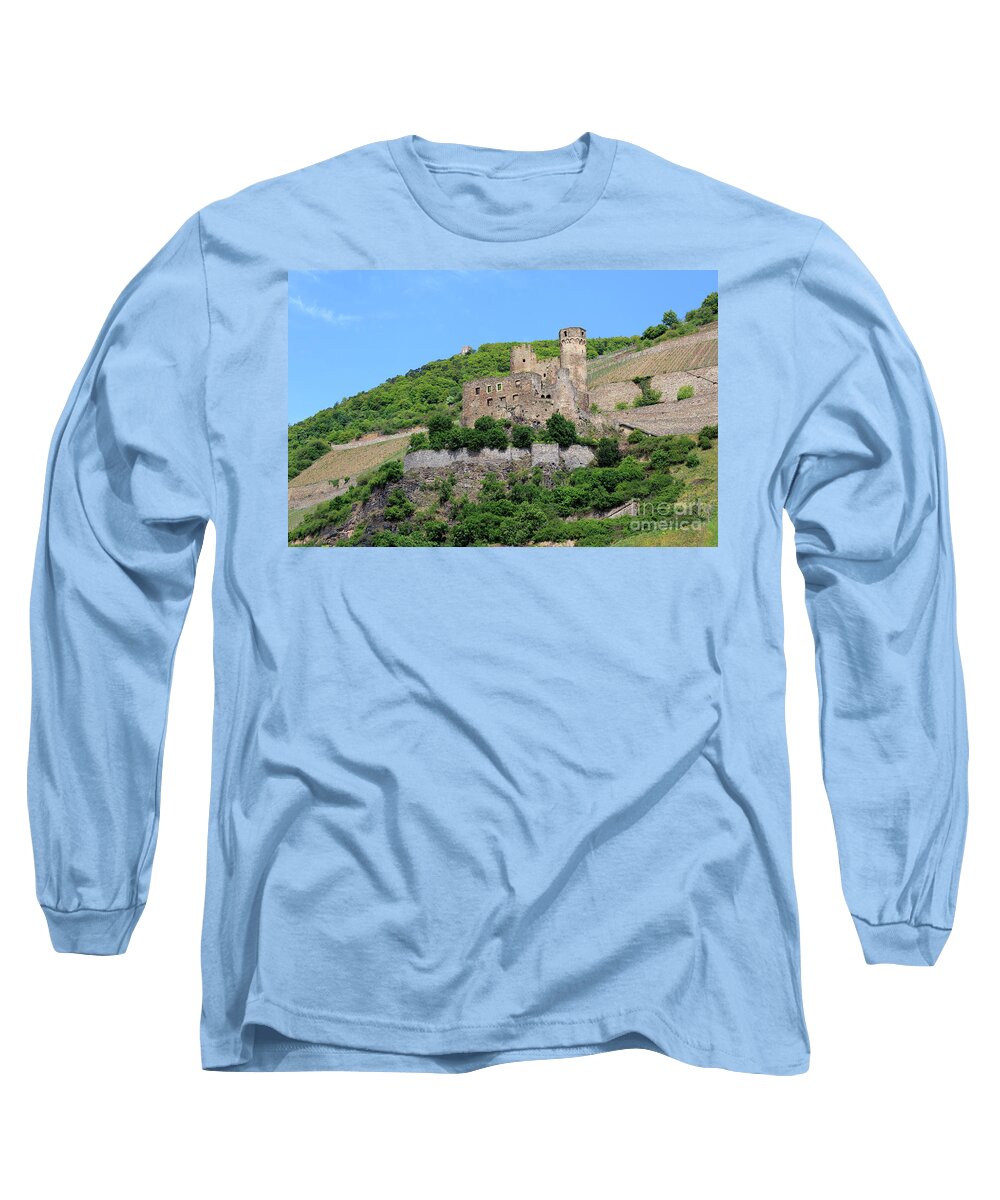 Ehrenfels Castle Long Sleeve T-Shirt featuring the photograph Ehrenfels Castle Rhine Gorge Germany by Louise Heusinkveld