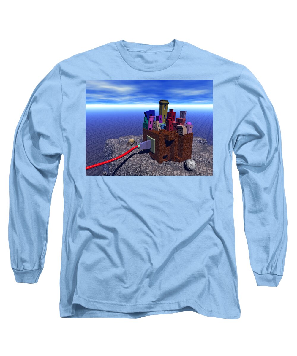 City Long Sleeve T-Shirt featuring the digital art Energy by Dario ASSISI