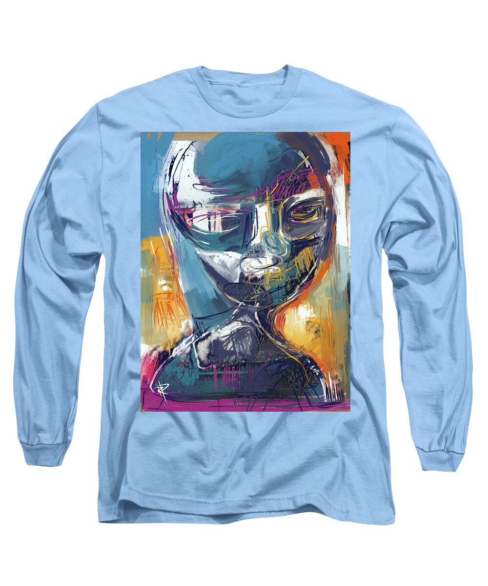 Abstract Portrait Long Sleeve T-Shirt featuring the mixed media Exploration by Russell Pierce