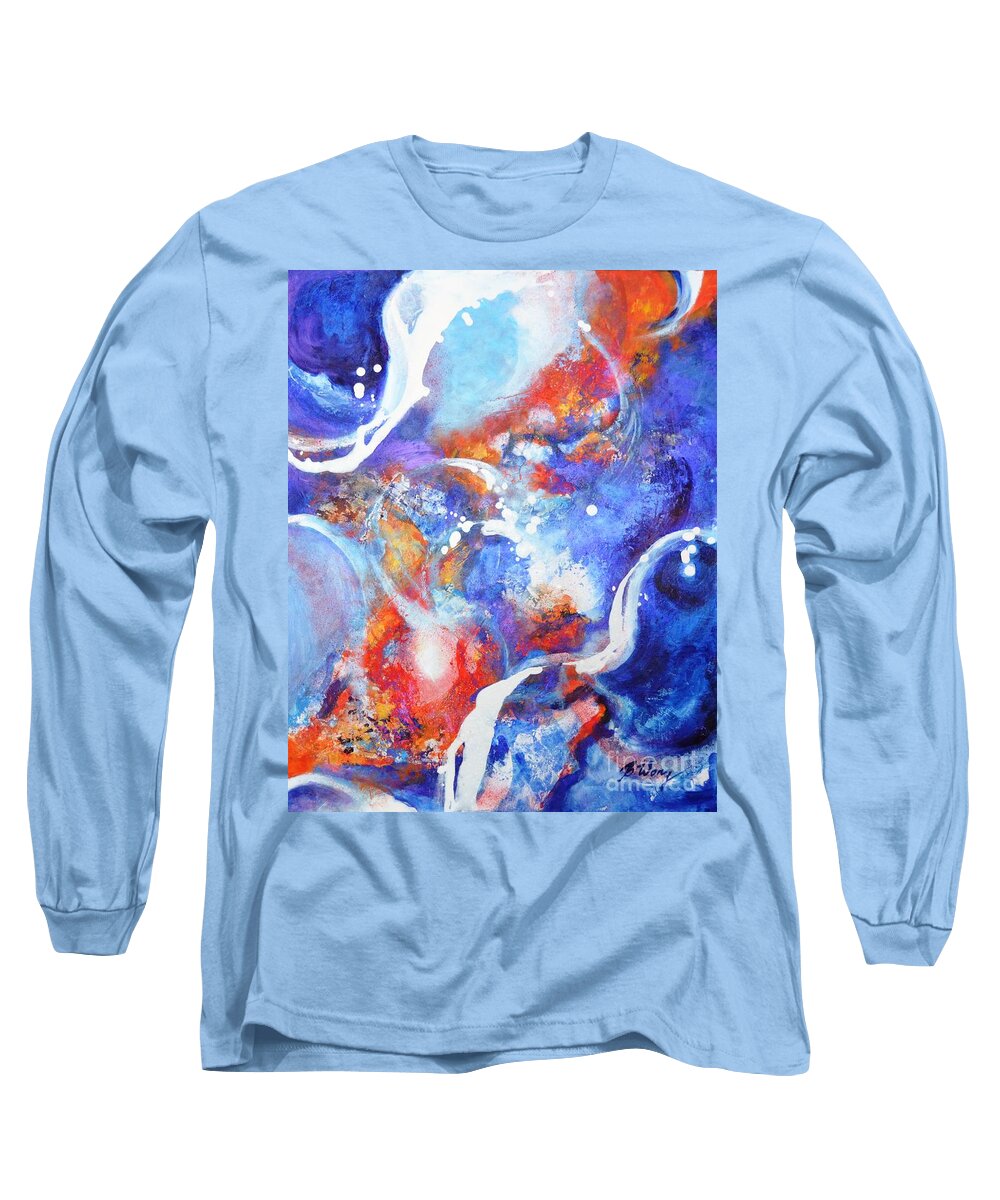 Abstract Long Sleeve T-Shirt featuring the painting Flow by Betty M M Wong