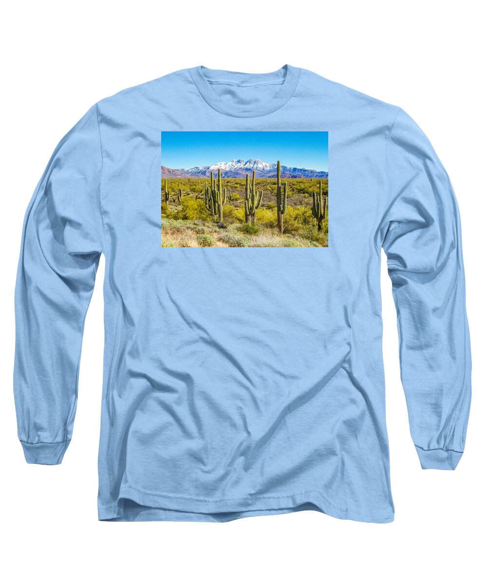 Four Peaks Long Sleeve T-Shirt featuring the photograph Four Peaks - Winter 2016 by Barbara Zahno