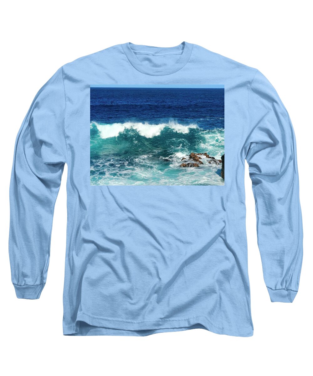 #flowersofaloha #frolickingwaves #puna #hawaii Long Sleeve T-Shirt featuring the photograph Frolicking Waves in Puna Hawaii by Joalene Young