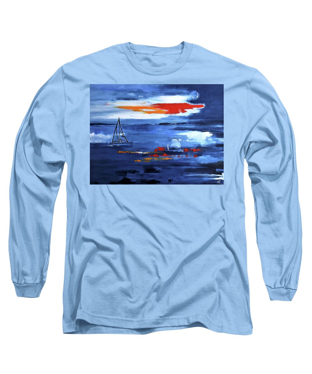 Semi Abstract Long Sleeve T-Shirt featuring the painting From Cleveland Point by Gloria Dietz-Kiebron