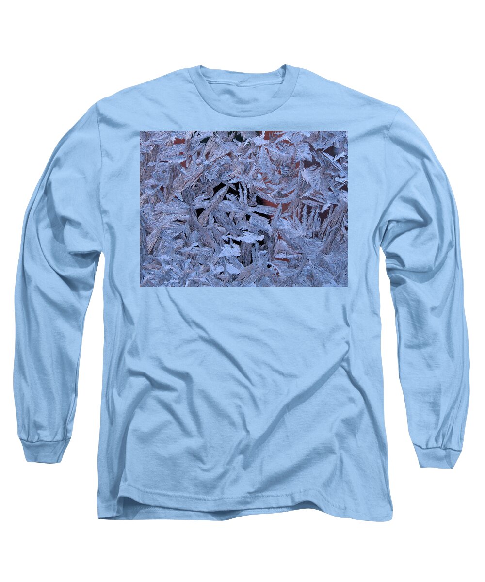 Victor Kovchin Long Sleeve T-Shirt featuring the photograph Frost Patterns on Window 1 by Victor Kovchin