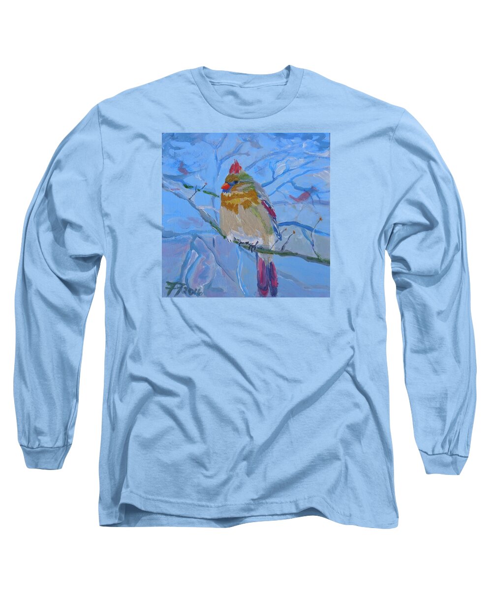 Bird Long Sleeve T-Shirt featuring the painting Girl Cardinal by Francine Frank