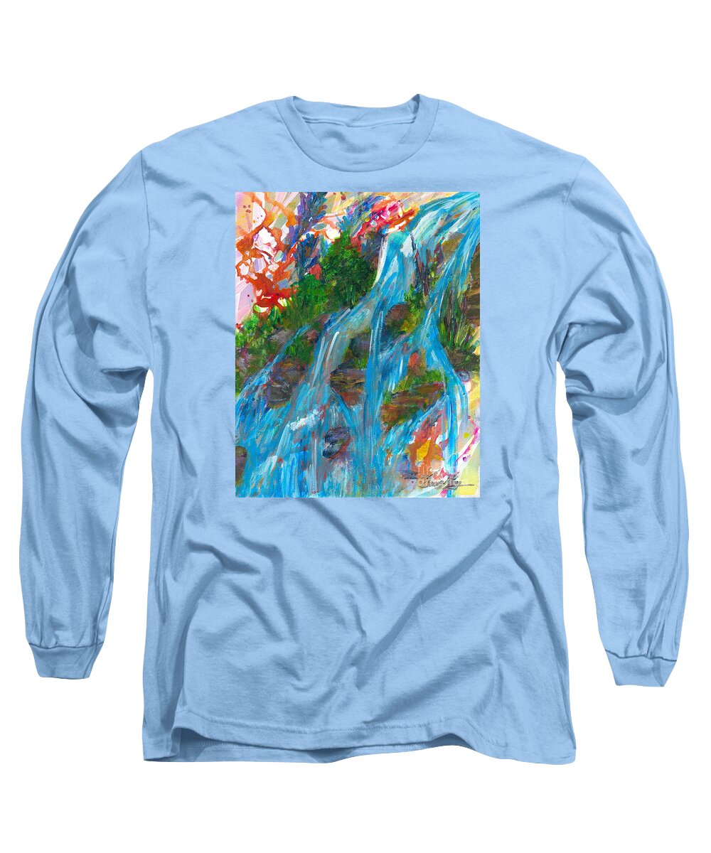 Fire Long Sleeve T-Shirt featuring the painting Healing Waters by Denise Hoag