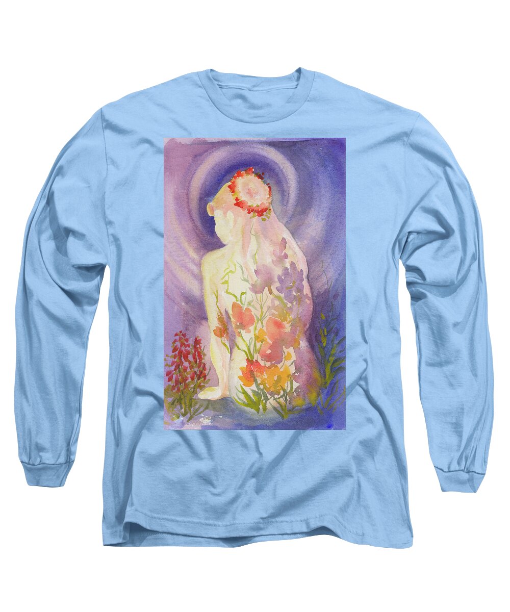 Herbal Goddess Long Sleeve T-Shirt featuring the painting Herbal Goddess by Caroline Patrick