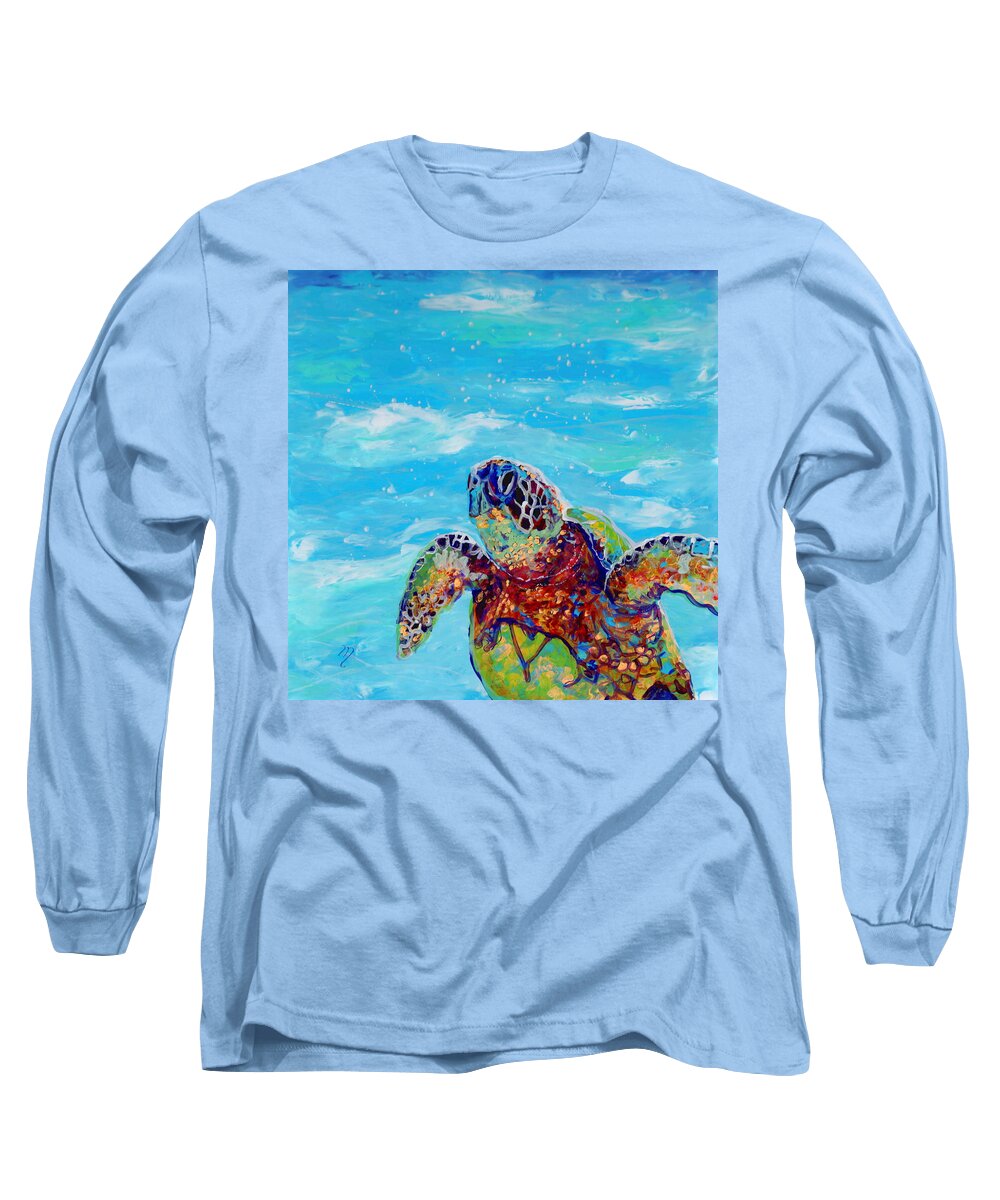 Turtle Long Sleeve T-Shirt featuring the painting Honu 10 by Marionette Taboniar