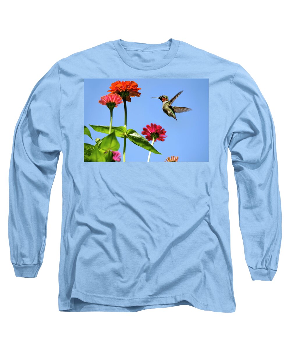 Hummingbird Long Sleeve T-Shirt featuring the photograph Hummingbird Happiness by Christina Rollo