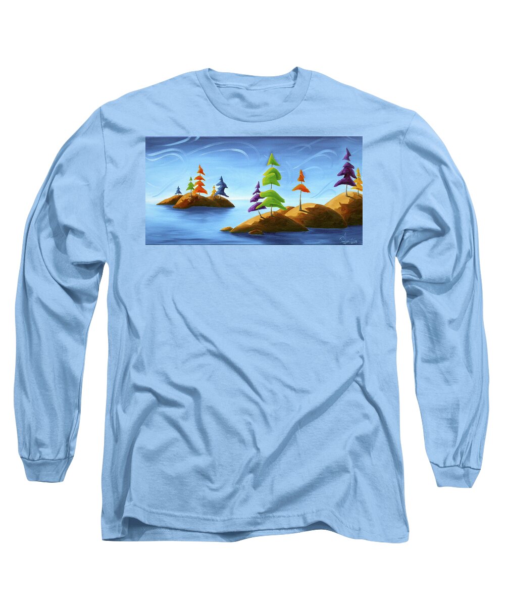Landscape Long Sleeve T-Shirt featuring the painting Island Carnival by Richard Hoedl