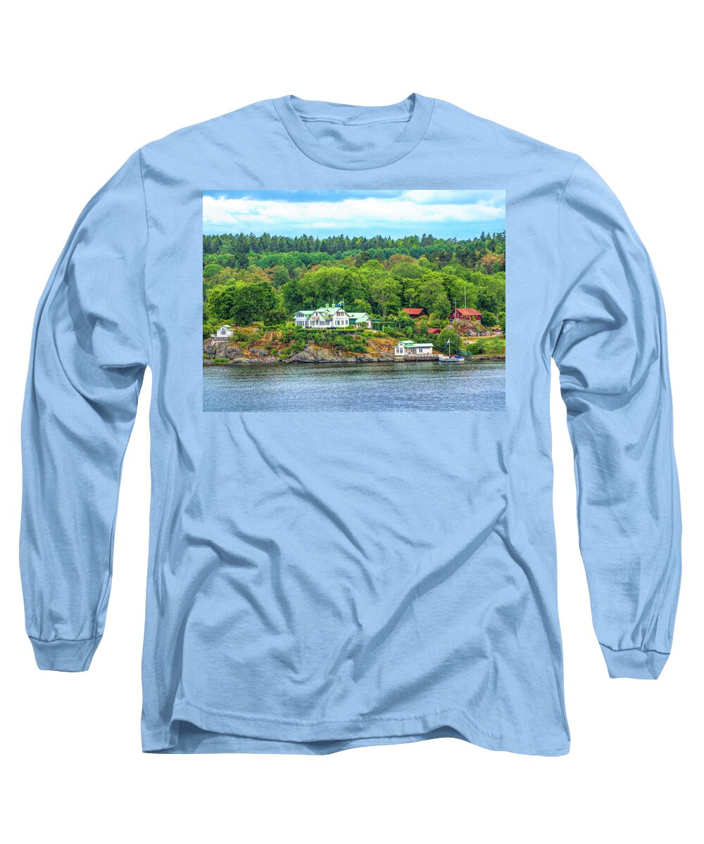 Stockholm; Sweden; Island; Scandinavia; Europe Long Sleeve T-Shirt featuring the photograph Island Living, Swedish Style by Mick Burkey