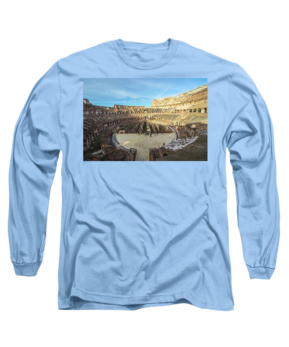 Italy Long Sleeve T-Shirt featuring the photograph Italy Rome Colosseum by Street Fashion News