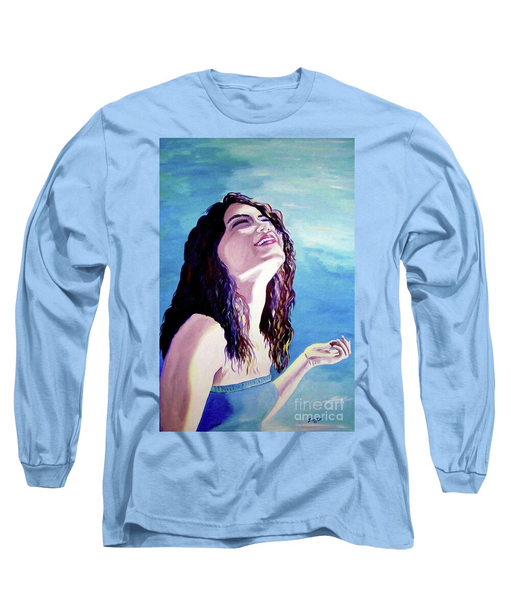 Jess Long Sleeve T-Shirt featuring the painting Jess Radiance and Beauty by Lisa Rose Musselwhite