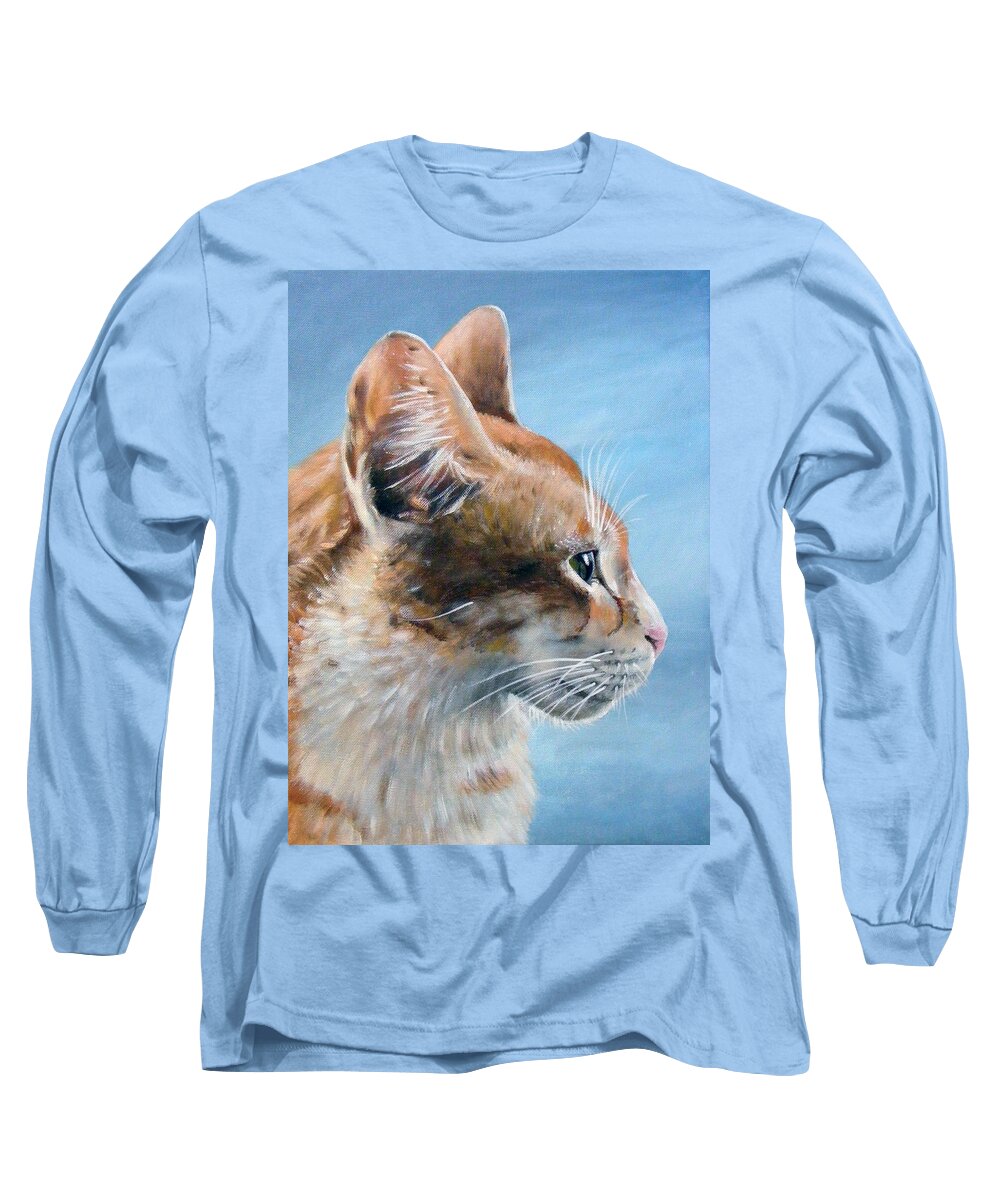 Acrylics Long Sleeve T-Shirt featuring the painting Keeping an Eye on You by Arie Van der Wijst