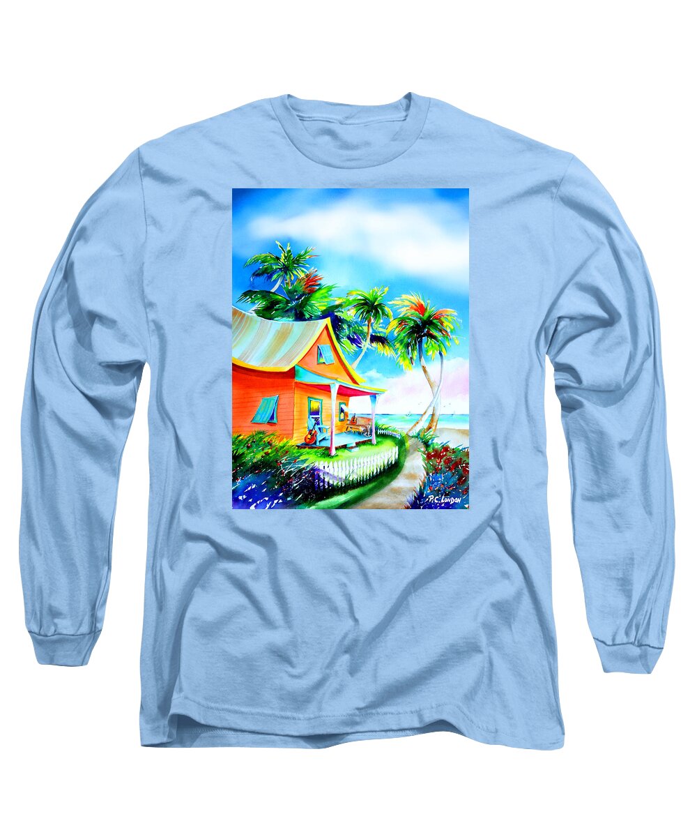 Key West To Cayo Hueso Long Sleeve T-Shirt featuring the painting La Casa Cayo Hueso by Phyllis London