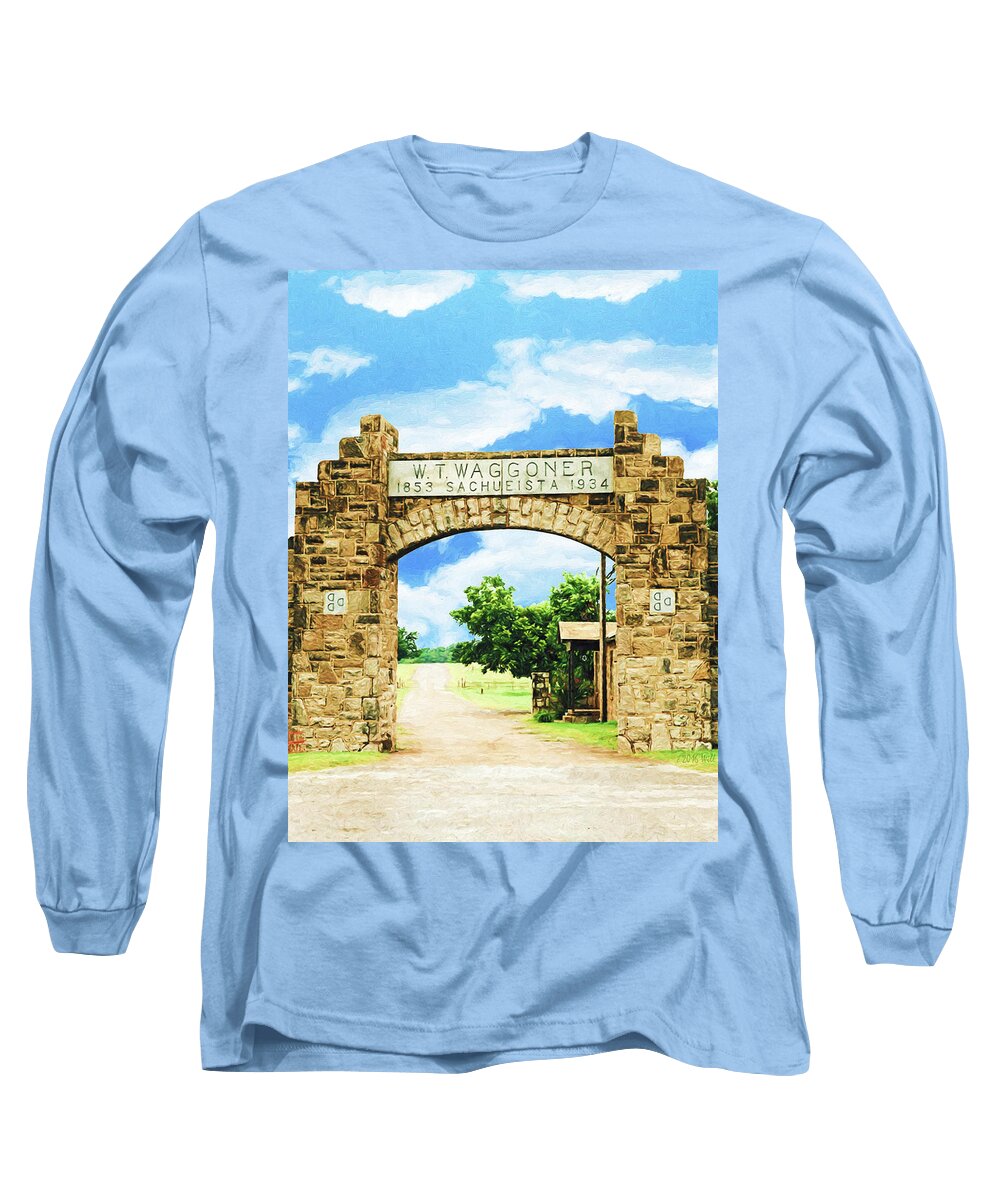 Texas Long Sleeve T-Shirt featuring the painting La Puerta Principal - Main Gate, Nbr 1J by Will Barger