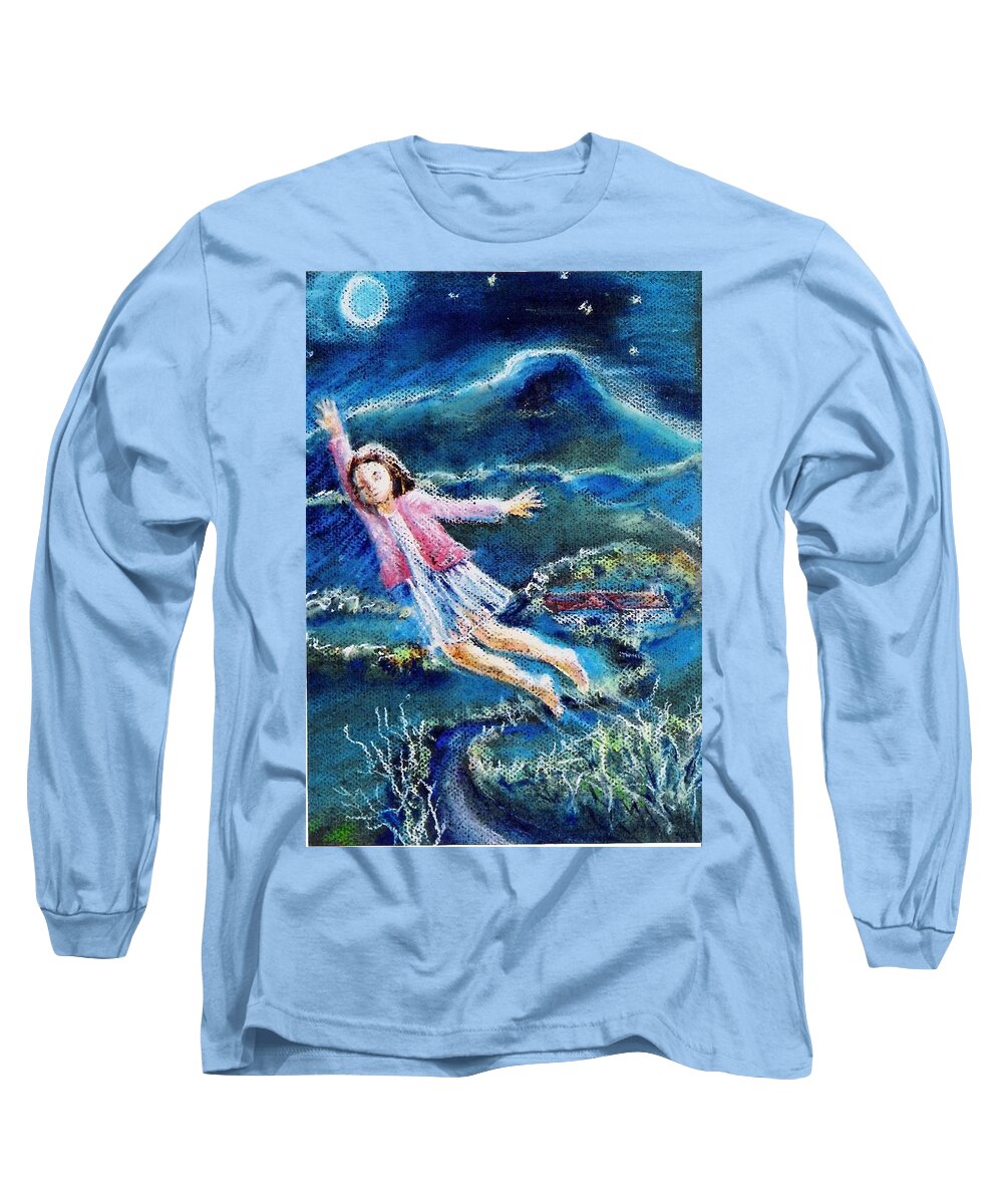 Fantasy Long Sleeve T-Shirt featuring the painting Let me play among the stars by Trudi Doyle