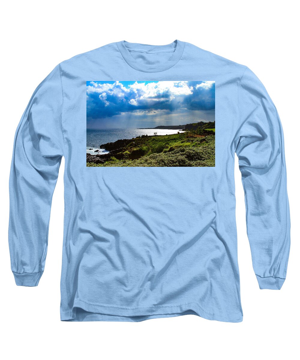 Bonnie Follett Long Sleeve T-Shirt featuring the photograph Light Streams on Kauai by Bonnie Follett