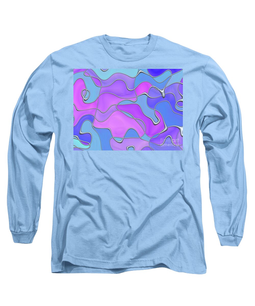 Abstract Long Sleeve T-Shirt featuring the digital art Lignes en Folie - 02a by Variance Collections