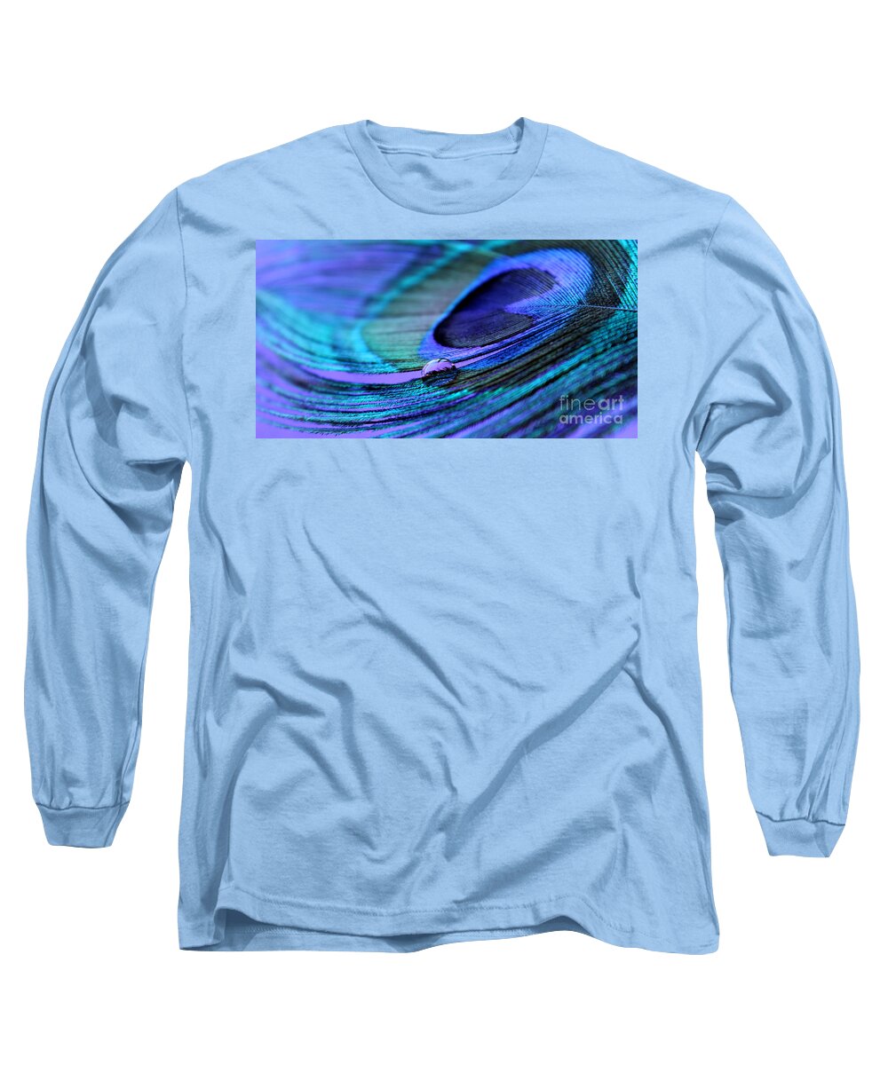 Peacock Feather Long Sleeve T-Shirt featuring the photograph Liquid Spell by Krissy Katsimbras