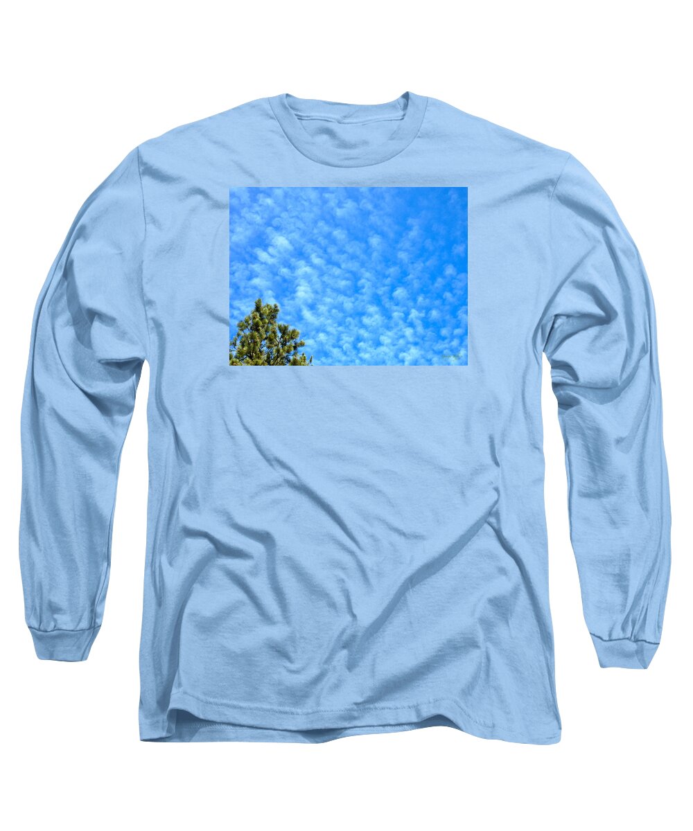 Tree Clouds Sky Colorado Zen Nature Simple Blue Rocky Mountains Long Sleeve T-Shirt featuring the photograph Little clouds by George Tuffy