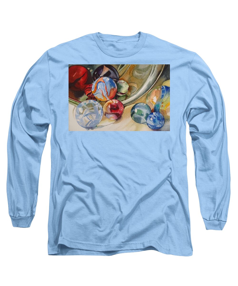Waterecolor Long Sleeve T-Shirt featuring the painting Loose Marbles by Marlene Gremillion