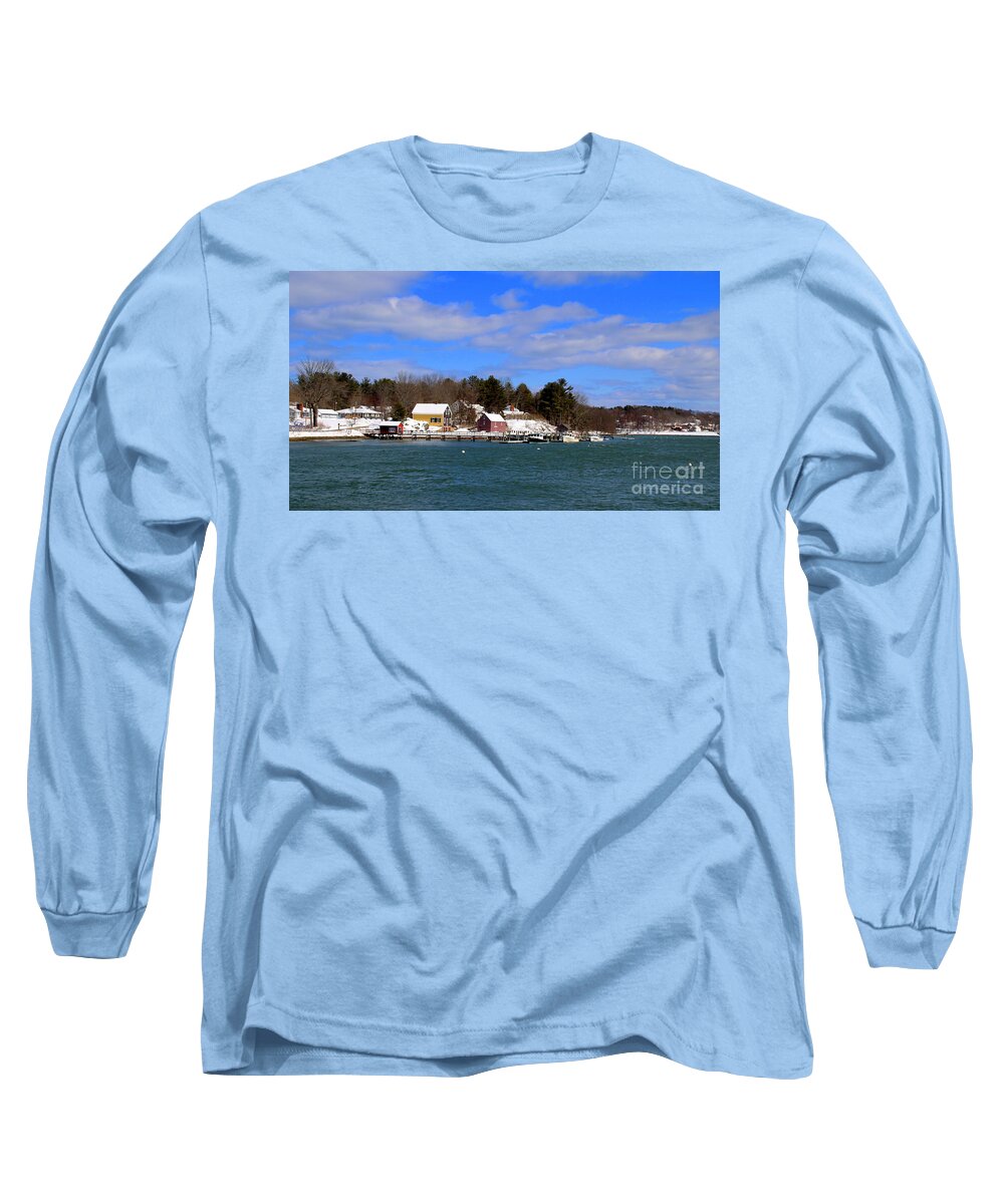 Maine Long Sleeve T-Shirt featuring the photograph Maine Lobster Boats in Winter by Lennie Malvone