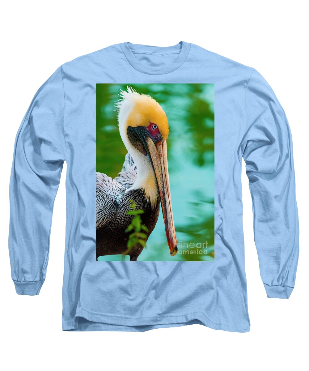 Nature Long Sleeve T-Shirt featuring the photograph Majestic Pelican 48 by Ricardos Creations