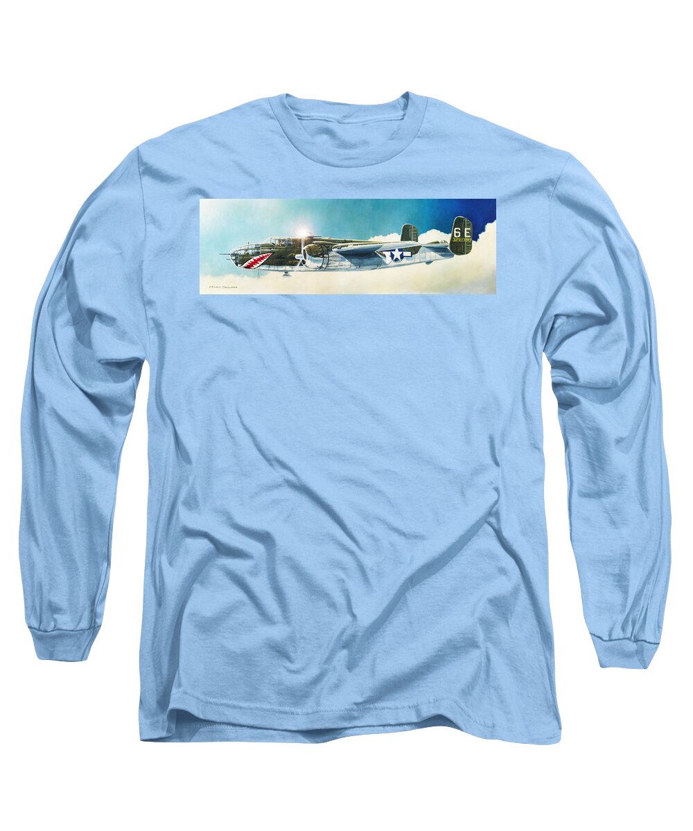 Aviation Long Sleeve T-Shirt featuring the painting Mitchell by Douglas Castleman