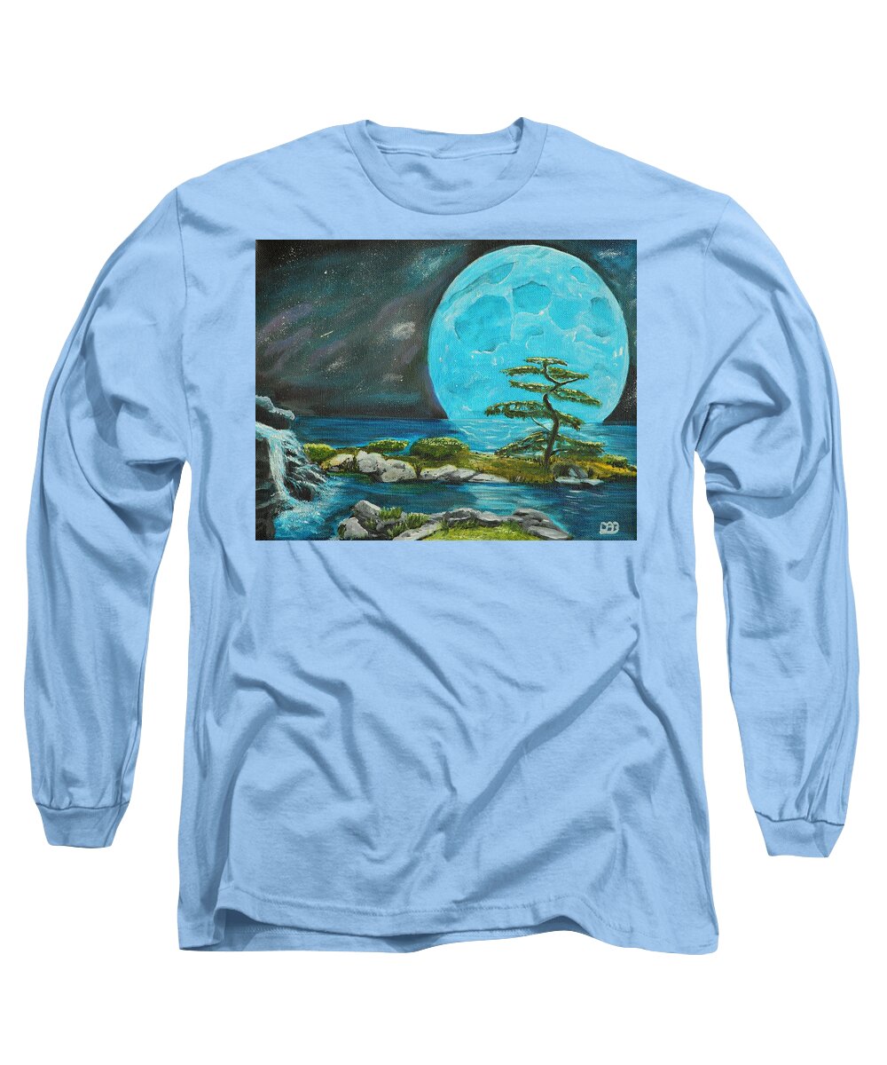 Blue Moon Long Sleeve T-Shirt featuring the painting Moon Light Dreams by David Bigelow