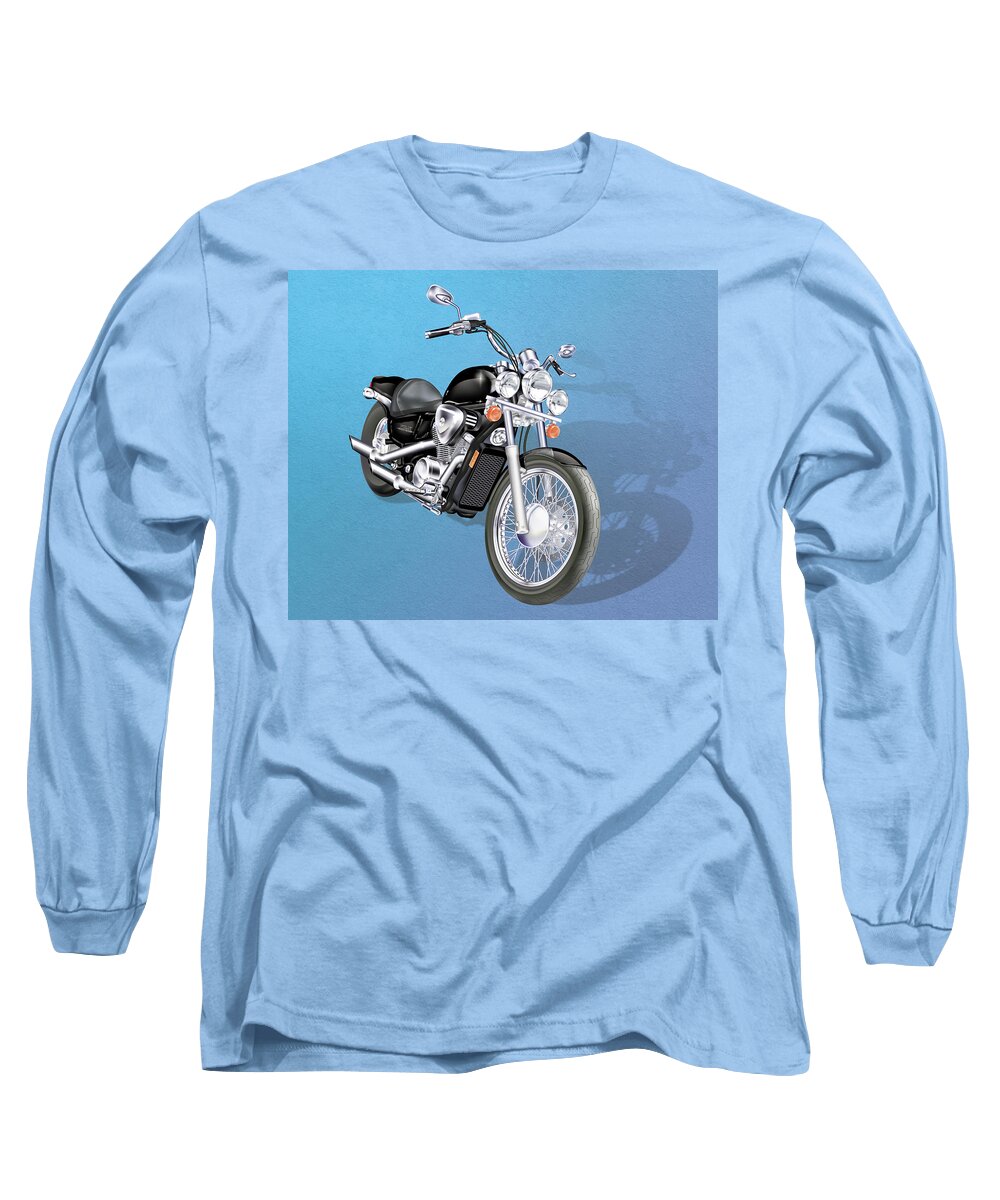 Motorcycle Long Sleeve T-Shirt featuring the digital art Motorcycle by Linda Carruth