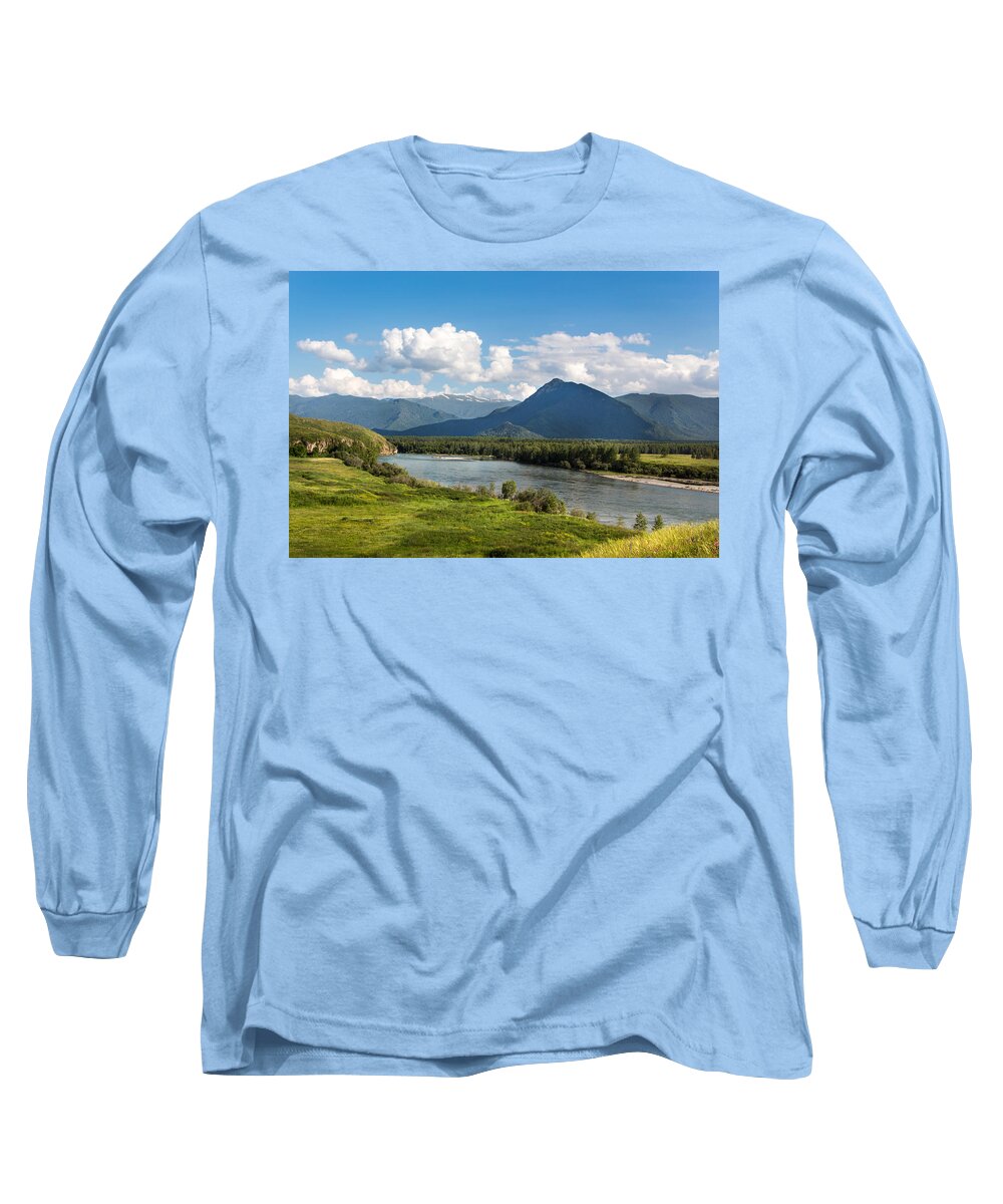 River Long Sleeve T-Shirt featuring the photograph Mountain Filaretka over Katun River. Altay by Victor Kovchin