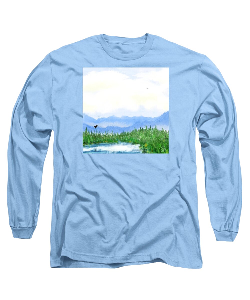 Beautiful Long Sleeve T-Shirt featuring the digital art Mountain Lake by Debra Baldwin