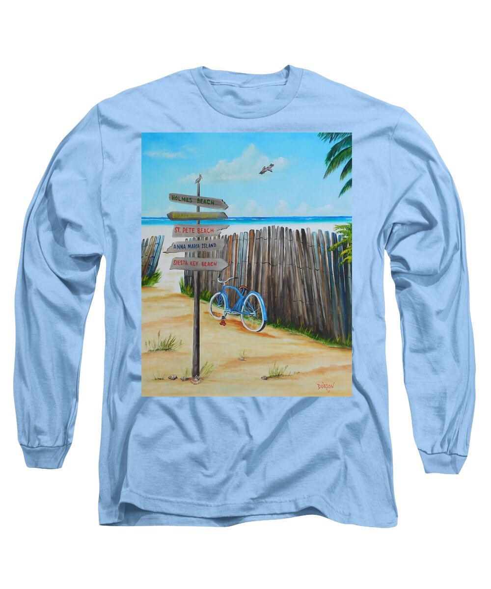 Beach Long Sleeve T-Shirt featuring the painting My Favorite Beaches by Lloyd Dobson