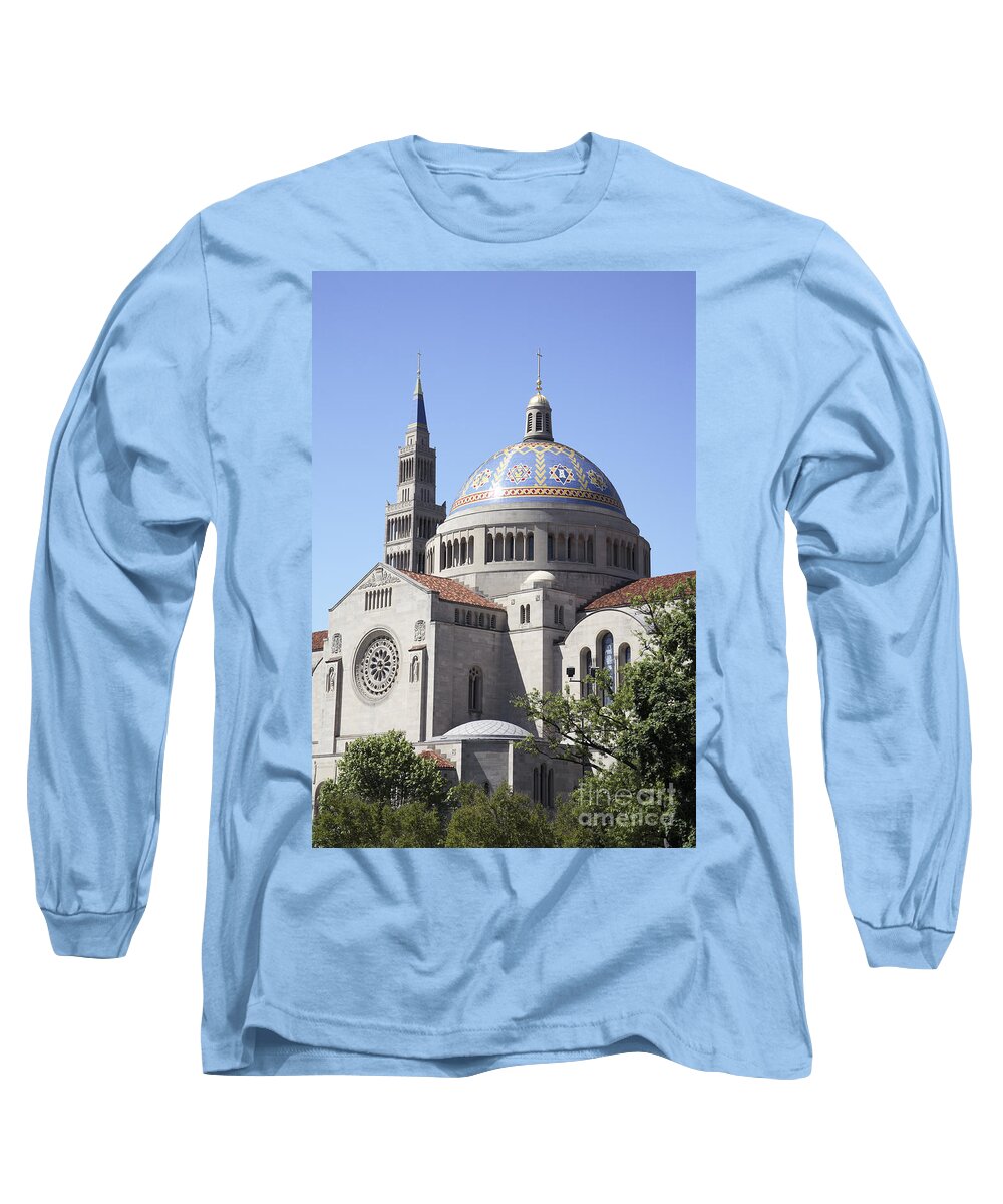  Architecture Long Sleeve T-Shirt featuring the photograph National Shrine of the Immaculate Conception by William Kuta