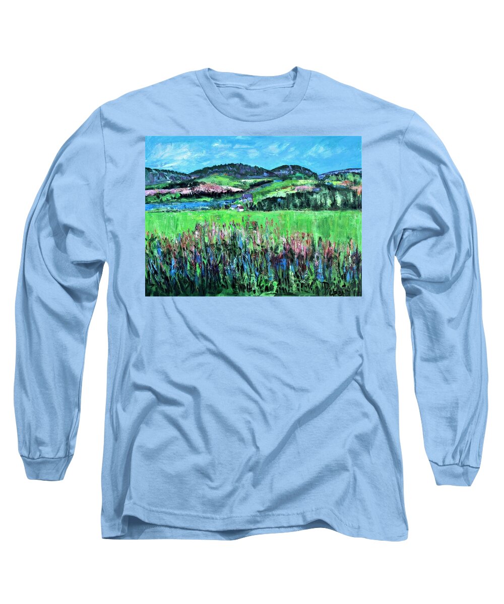 Weeds And Fields Long Sleeve T-Shirt featuring the painting Near Cooperstown by Betty Pieper