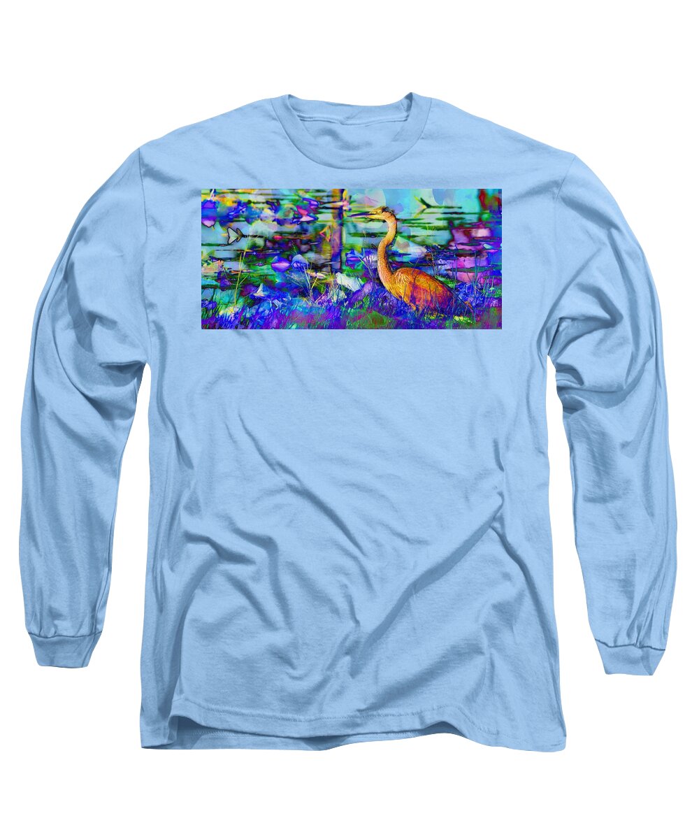 Heron Long Sleeve T-Shirt featuring the photograph Neon Dream by Stoney Lawrentz
