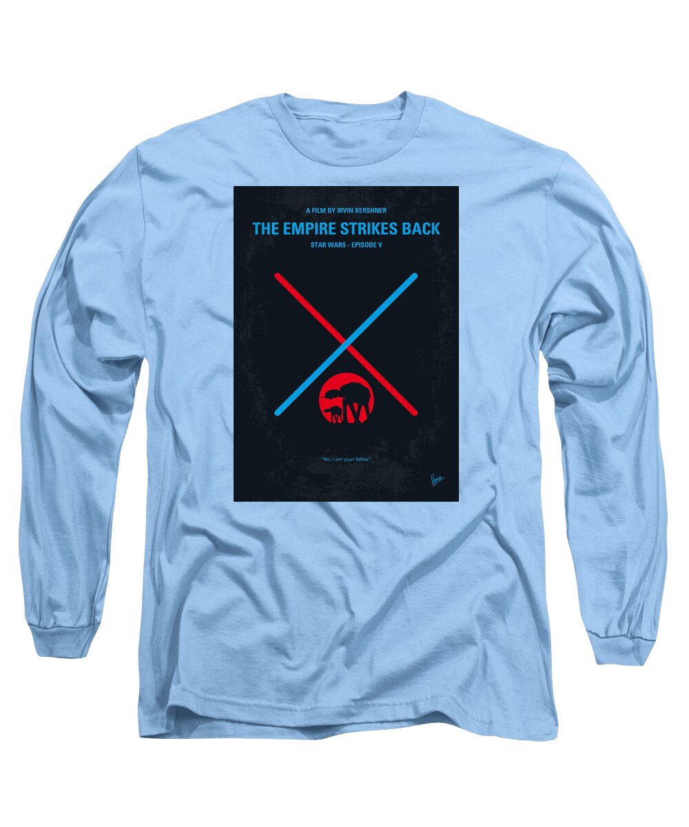 Star Wars Episode V The Empire Strikes Back Long Sleeve T-Shirt featuring the digital art No155 My STAR WARS Episode V The Empire Strikes Back minimal movie poster by Chungkong Art