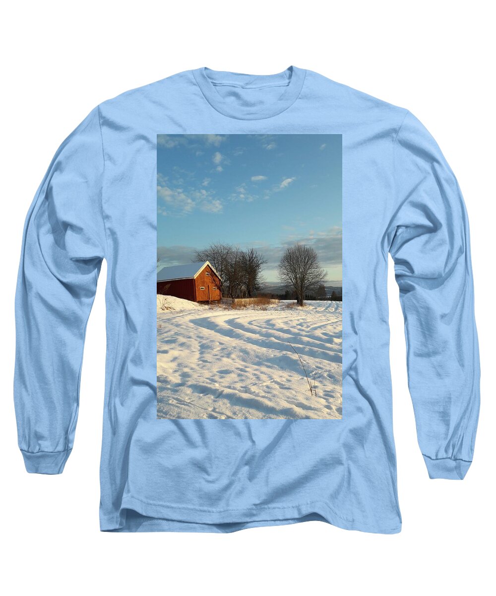 Norway Long Sleeve T-Shirt featuring the digital art Norwegian Winter by Jeanette Rode Dybdahl