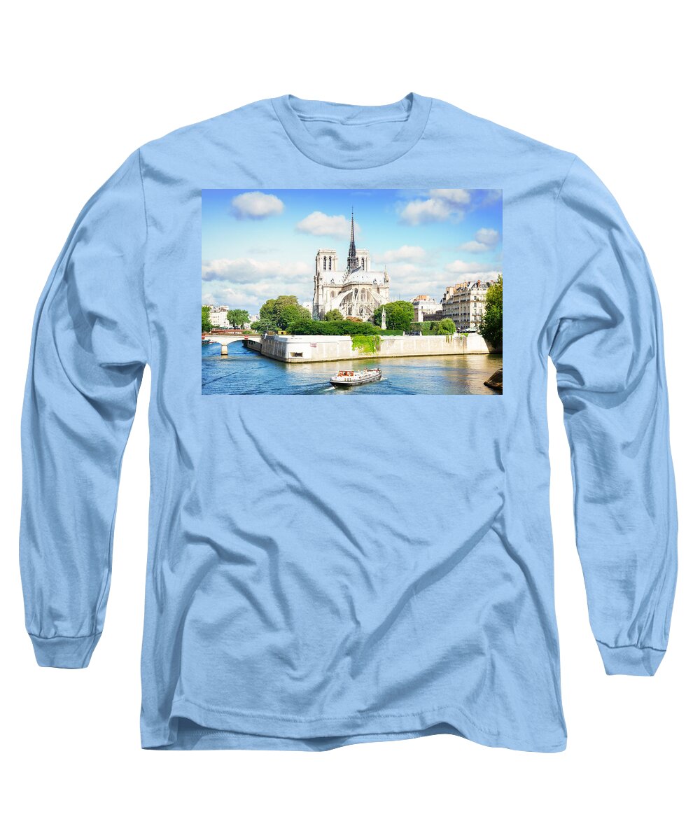 Notre-dame Long Sleeve T-Shirt featuring the photograph Notre Dame cathedral, Paris France by Anastasy Yarmolovich