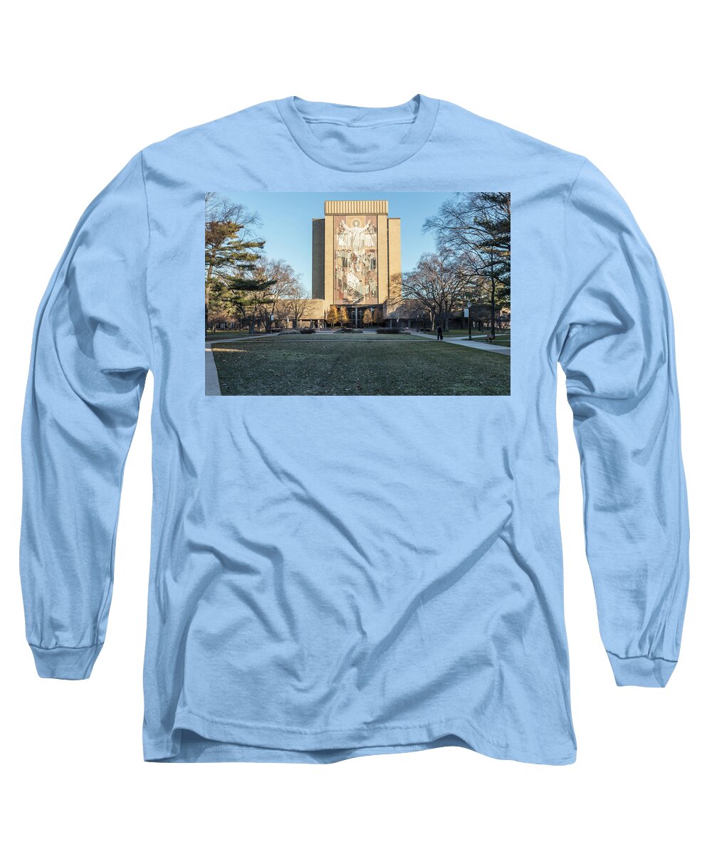 American University Long Sleeve T-Shirt featuring the photograph Notre Dame Touchdown Jesus by John McGraw