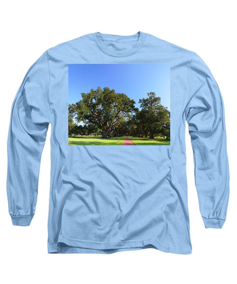 Oak Long Sleeve T-Shirt featuring the photograph Oak Alley Plantation Panoramic by Maggy Marsh