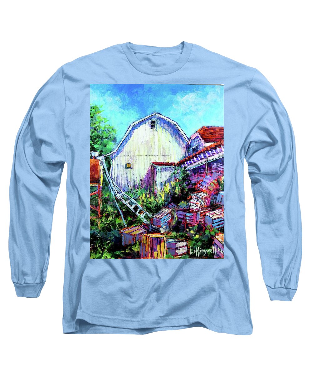 Painting Long Sleeve T-Shirt featuring the painting Old Crates by Les Leffingwell