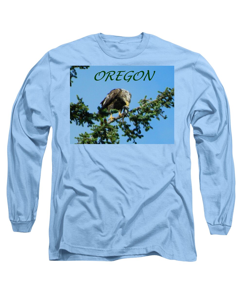 Eagles Long Sleeve T-Shirt featuring the photograph Oregon Eagle with Bird by Gallery Of Hope 
