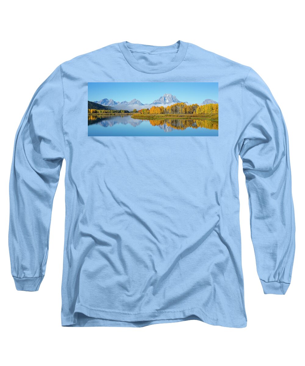 Grand Teton National Park Long Sleeve T-Shirt featuring the photograph Oxbow Bend Pano in Autumn by D Robert Franz