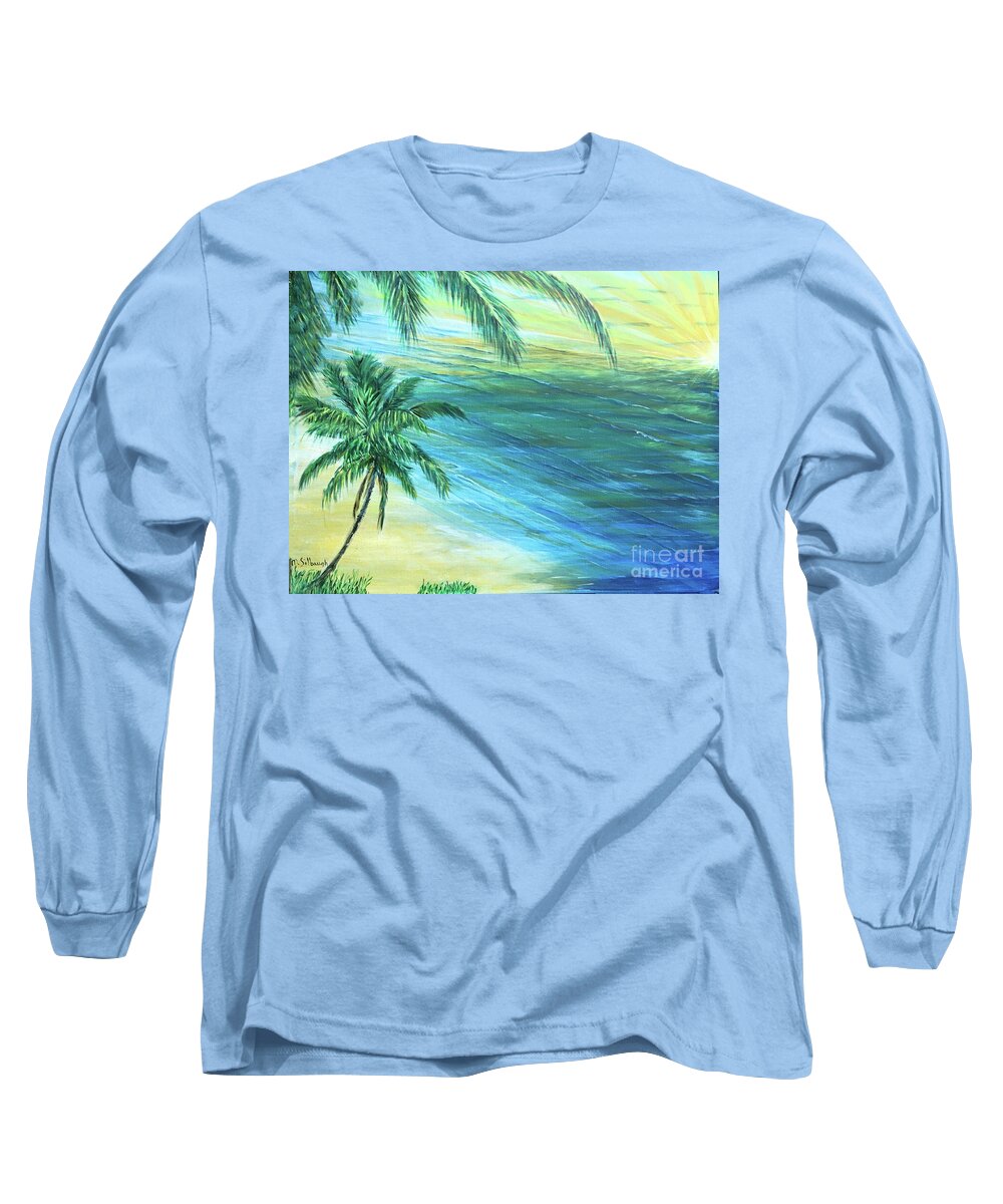 Palm Trees Long Sleeve T-Shirt featuring the painting Loulu Shore by Michael Silbaugh