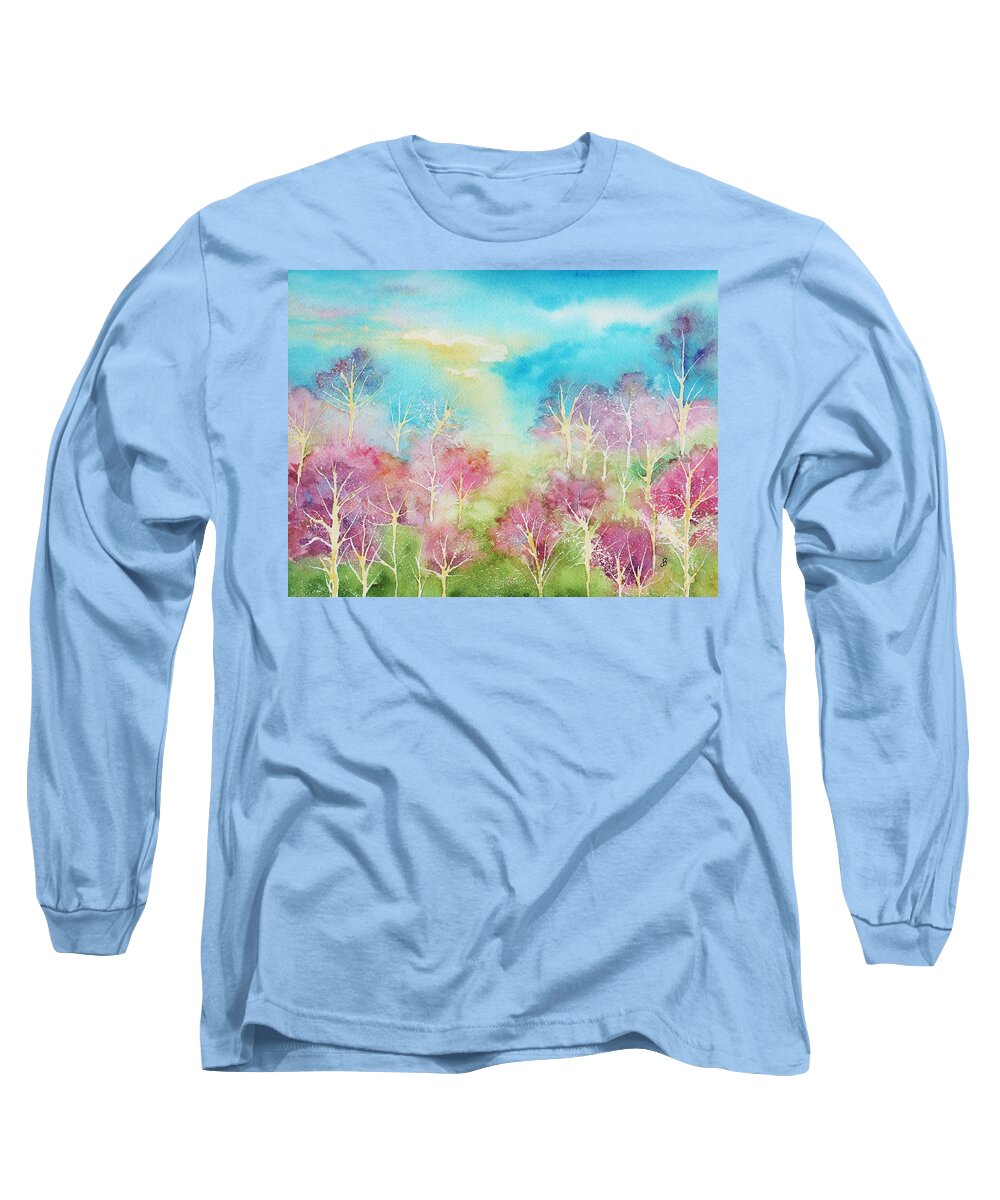 Landscape Long Sleeve T-Shirt featuring the painting Pastel Spring by Brenda Owen