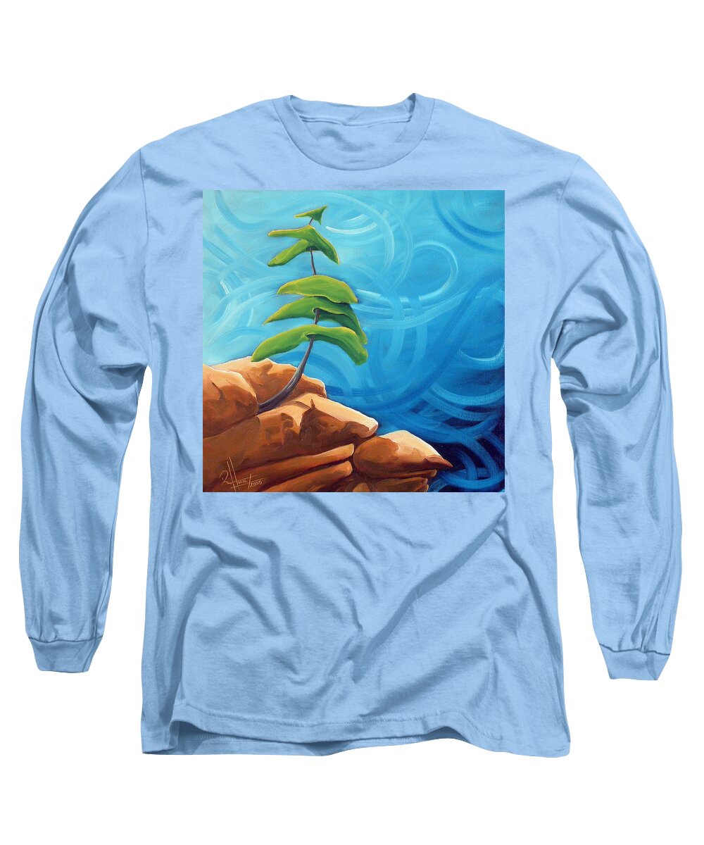 Landscape Long Sleeve T-Shirt featuring the painting Persistance by Richard Hoedl