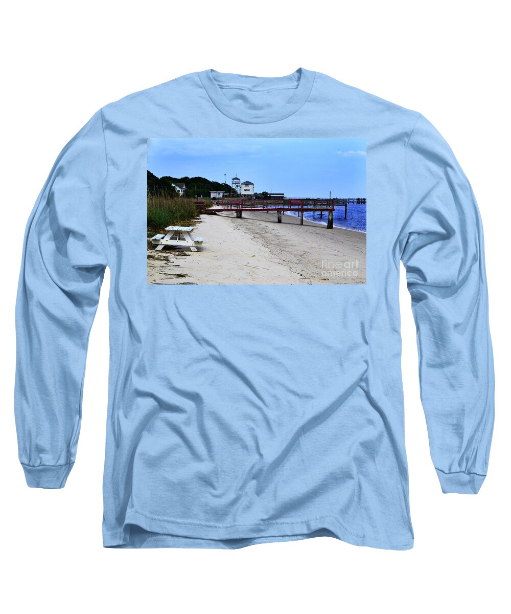 Pink Pier Long Sleeve T-Shirt featuring the photograph Pink Pier Southport, North Carolina by Amy Lucid