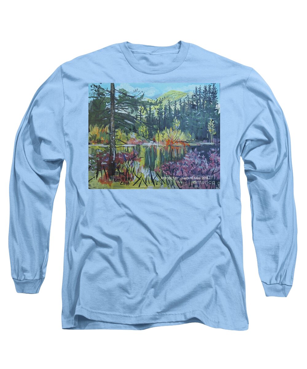 Acrylic Long Sleeve T-Shirt featuring the painting Pond Reflections by Joseph Mora
